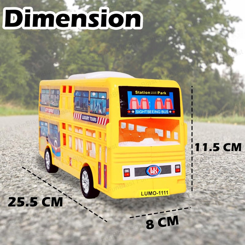 FunBlast ألعاب الحافلات للأطفال - ألعاب للأطفال، لعبة حافلة بسحب للخلف، ألعاب مركبات للأولاد، لعبة دفع واذهب، سيارة لعبة للأطفال من 3 سنوات فما فوق، هدية عيد ميلاد للأطفال (صفراء) - Image 2