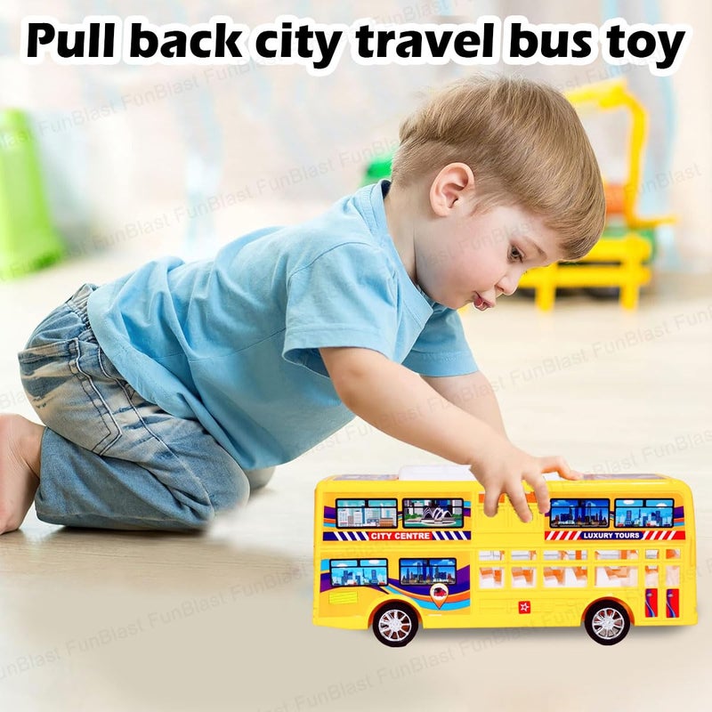 FunBlast ألعاب الحافلات للأطفال - ألعاب للأطفال، لعبة حافلة بسحب للخلف، ألعاب مركبات للأولاد، لعبة دفع واذهب، سيارة لعبة للأطفال من 3 سنوات فما فوق، هدية عيد ميلاد للأطفال (صفراء) - Image 5