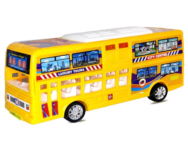 FunBlast ألعاب الحافلات للأطفال - ألعاب للأطفال، لعبة حافلة بسحب للخلف، ألعاب مركبات للأولاد، لعبة دفع واذهب، سيارة لعبة للأطفال من 3 سنوات فما فوق، هدية عيد ميلاد للأطفال (صفراء) - Image 1