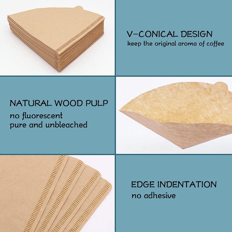 YQL Coffee Filter Paper,Size02 200 Count Natural Unbleached Disposable Coffee Filters Paper Fit for Drip Coffee Dripper - Image 4