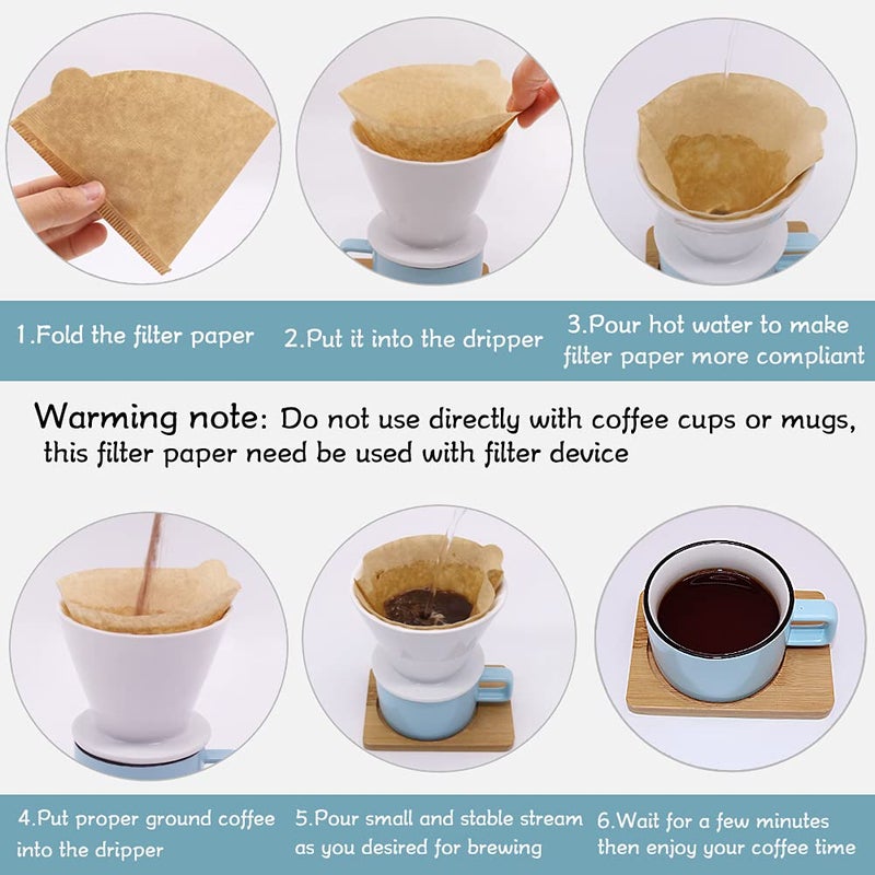 YQL Coffee Filter Paper,Size02 200 Count Natural Unbleached Disposable Coffee Filters Paper Fit for Drip Coffee Dripper - Image 3
