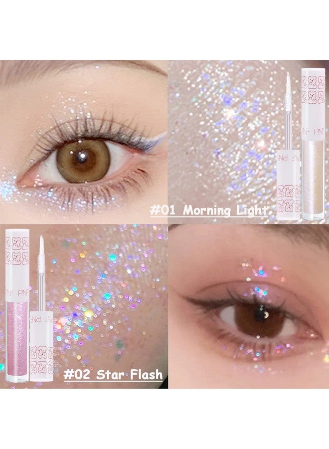 SUSIKEKI 6Pcs Liquid Glitter Eyeshadow Eyeliner Korean Makeup Bling Under Eye Shadow Shimmer Eye Make Up Set Long Lasting Quick Drying And Pigmented Loose Glitter Glue For Crystals Eye Makeup - Image 4