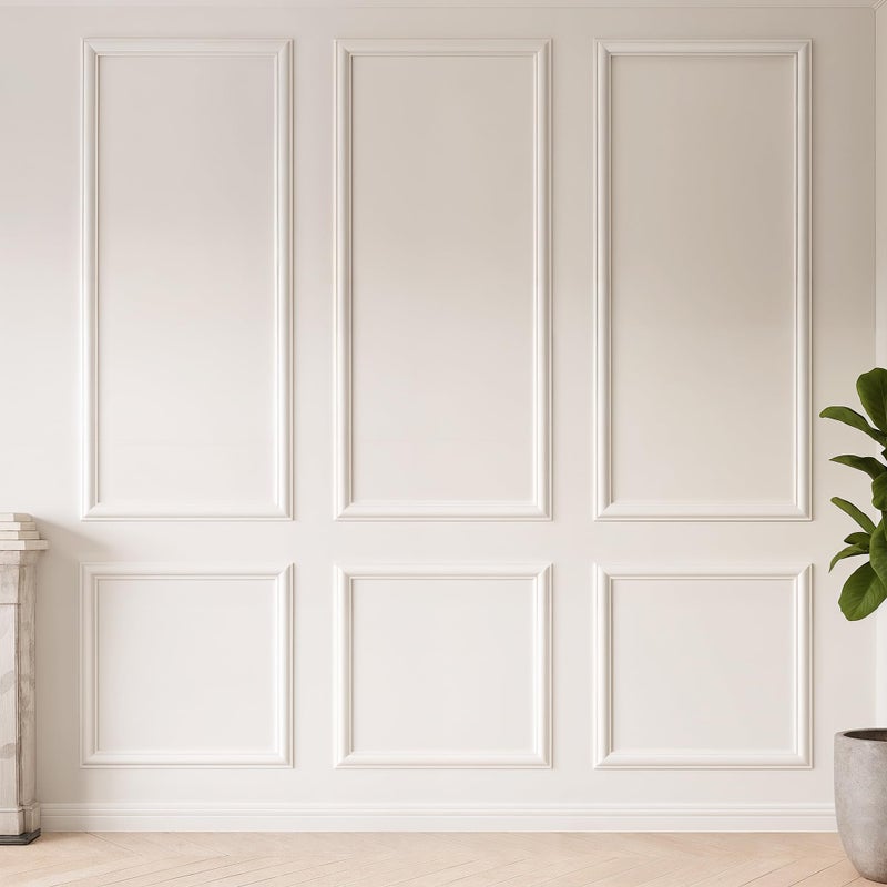 KESHWELL Premade Wall Panels,6 Frame Wall Panels for Interior Wall Decor,Accent Molding Kit,Pre-Cut Wainscoting Panels, Wall Molding Trim Picture Frame for Home Decor (3 Set,54 x 24 INCH) - Image 1
