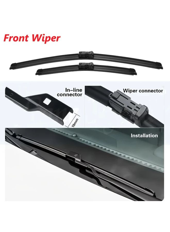 Frameless Windshield Wiper Set 3Pcs For Front Rear Compatible With RHD LHD - Image 2