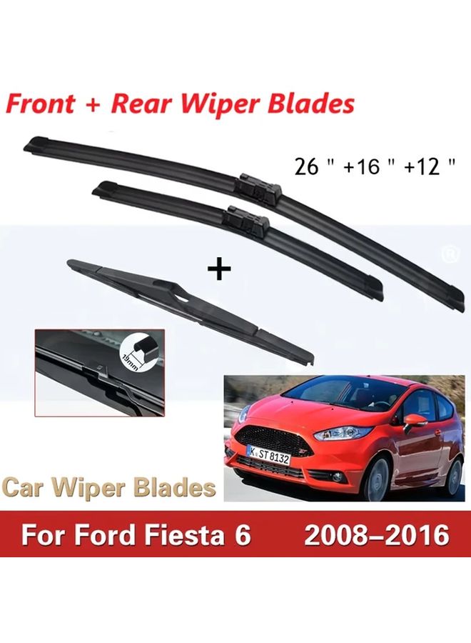 Frameless Windshield Wiper Set 3Pcs For Front Rear Compatible With RHD LHD - Image 1