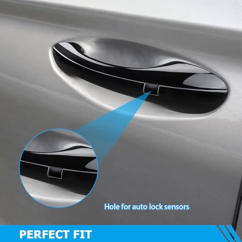 DLOVEG Exterior Door Handle Cover Compatible for Hyundai Santa Fe 2019 2020 2021 2022 2023 Accessories Door Handle Protector Trim with 2 Sensors Openings Golssy Black - Image 4