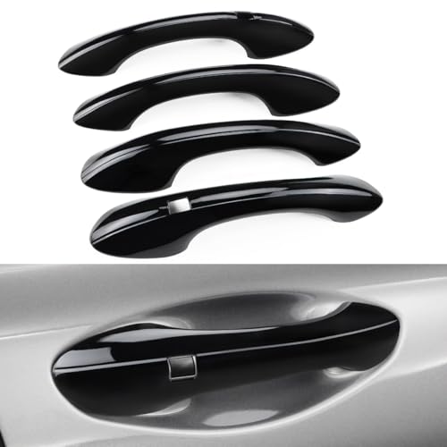 DLOVEG Exterior Door Handle Cover Compatible for Hyundai Santa Fe 2019 2020 2021 2022 2023 Accessories Door Handle Protector Trim with 2 Sensors Openings Golssy Black - Image 1