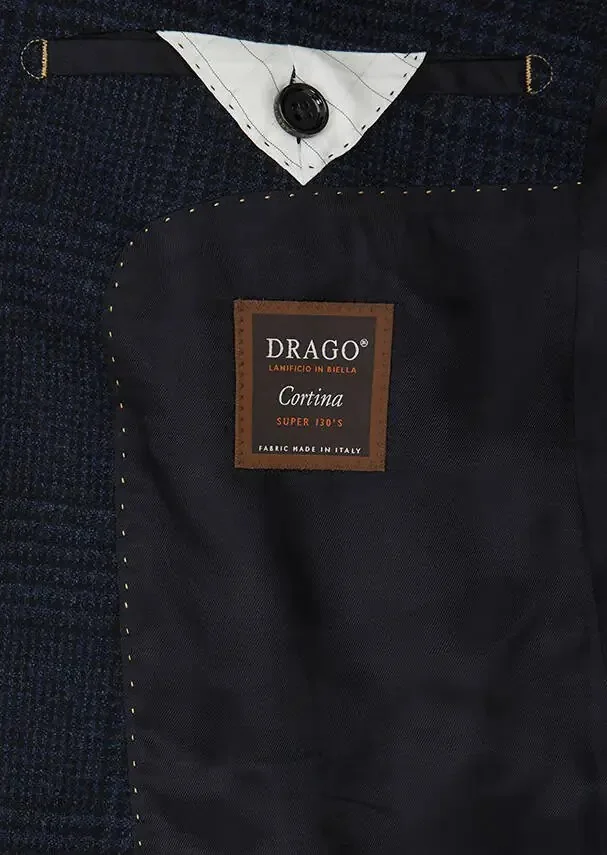 رامسي جاكيت من الصوف الخالص 100%، بنقشة زرقاء داكنة، بقصة عادية