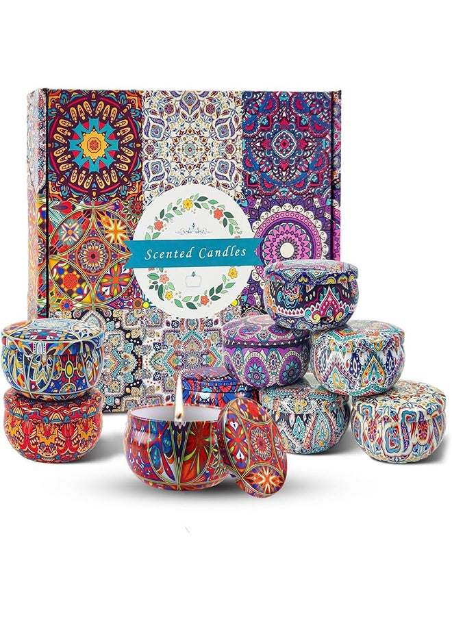 SKY-TOUCH 9 pack Scented Candles Gift Set,Natural Soy Wax Jar Candle,Candles for Home Scented,Aromatherapy,Bath,Yoga,Long Lasting Portable Aromatherapy Candle,Best Gift for Women,Multicolour  - Image 1