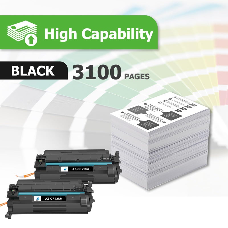 Aztech 26A CF226A Toner Cartridge 2 Pack Compatible Replacement for HP LaserJet 26A CF226A 26X CF226X Pro M402dn M402n M402dw Pro MFP M426fdw M426fdn M426dw Series Printer Ink High Yield Black - Image 3