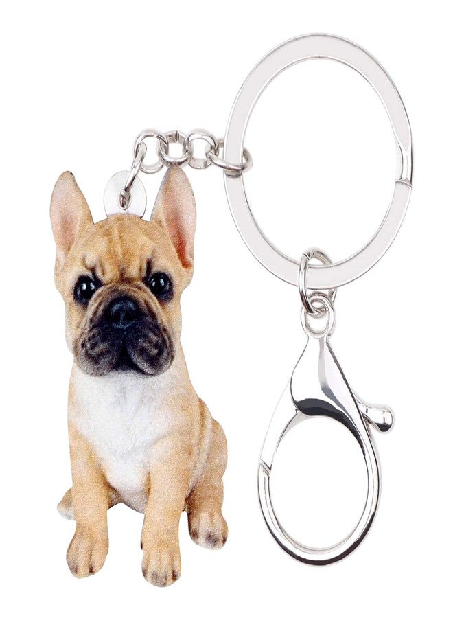 NEWEI Acrylic French Bulldog Puppy Dog Key Chains Animal Rings Purse Car Gift For Women Girls Ladies Charms Pets - Image 1