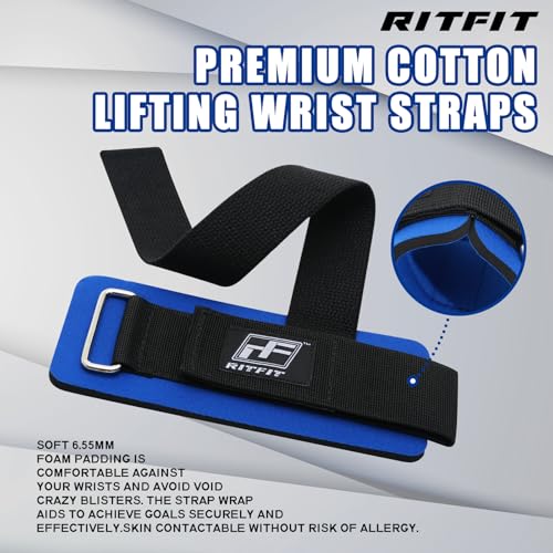 RitFit Wrist Wraps, Wrist Straps for Weightlifting, Wrist Support for Working Out, Bodybuilding, MMA, Powerlifting, Strength Training, Men & Women, Blue - Image 3