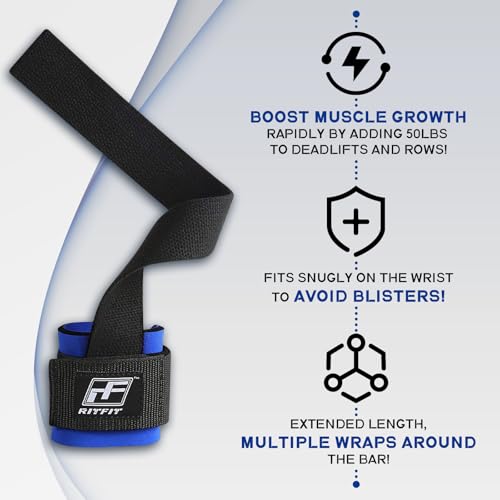 RitFit Wrist Wraps, Wrist Straps for Weightlifting, Wrist Support for Working Out, Bodybuilding, MMA, Powerlifting, Strength Training, Men & Women, Blue - Image 2
