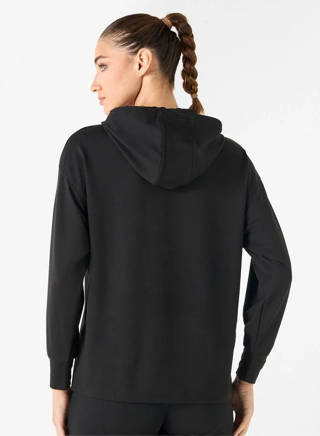 Active Solid Sweatshirt with Hood and Long Sleeves
