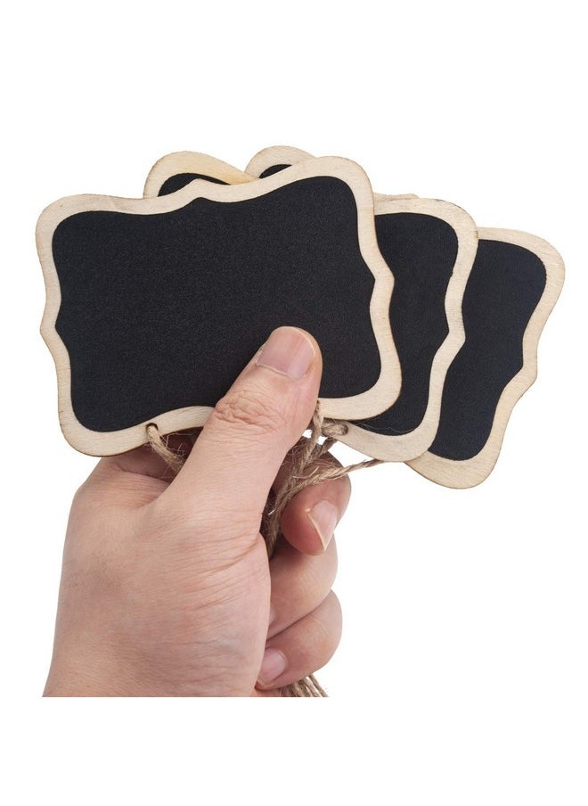 OnUpgo - 16 Pack Chalkboard Tags With String 4X3 Hanging Chalkboard Signs With Liquid Chalk Marker Wooden Mini Blackboard Tags Massage Board Tags Hanging Chalkboard Price Tags - Image 1
