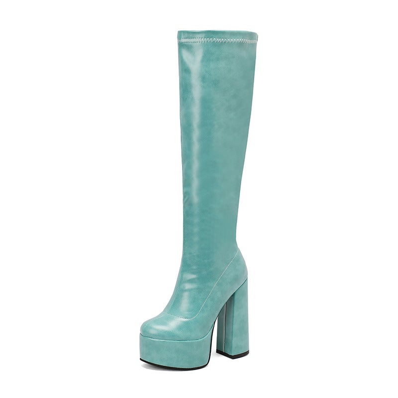 Water Platform Thick Heel High Heel Boots High Heel Knight Boots Thin Boots But Knee Long Boots 40-46 Plus Size - Image 1