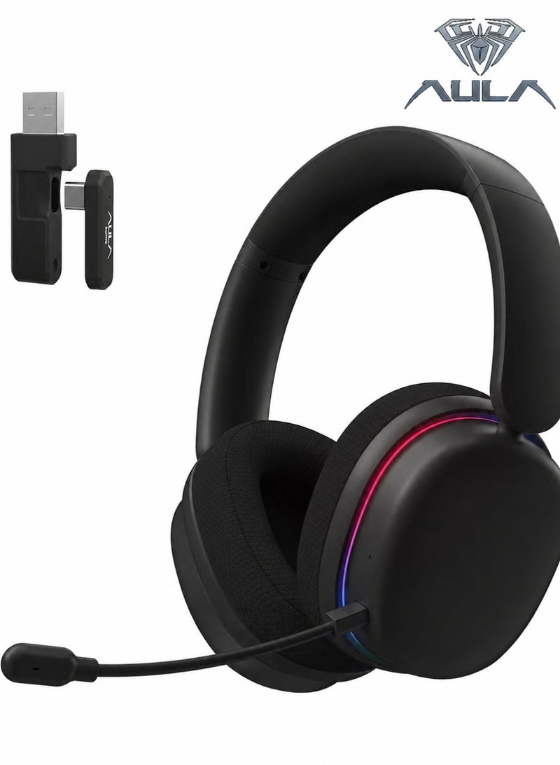 AULA G7-01 Pro Wireless Gaming Headset with Microphone,2.4G/BT/3.5mm Wired,7.1 Surround Sound,10ms Low Latency,40mm Drivers,Noise Cancelling,Lightweight Gaming Headphones for PC/PS5/PS4/Xbox (Black) - Image 1
