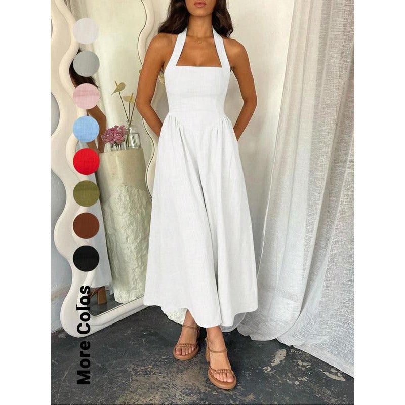 Women's Halter Neck Ruched Long Dress - Image 2