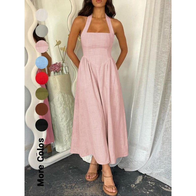 Women's Halter Neck Ruched Long Dress - Image 5