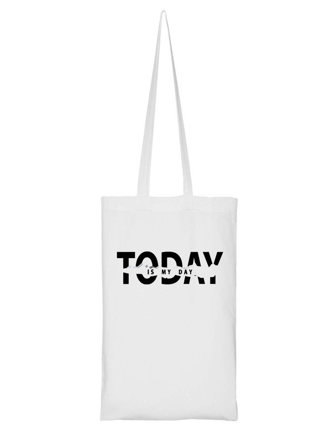 Clapcart Reusable Zipper Tote Bag for Women/Girls | Multipurpose 100% Organic Cotton Printed Tote Bags | Shopping/Grocery Bags | Sturdy Canvas Bag with 12kgs Capacity (Today is My Day) - Image 1