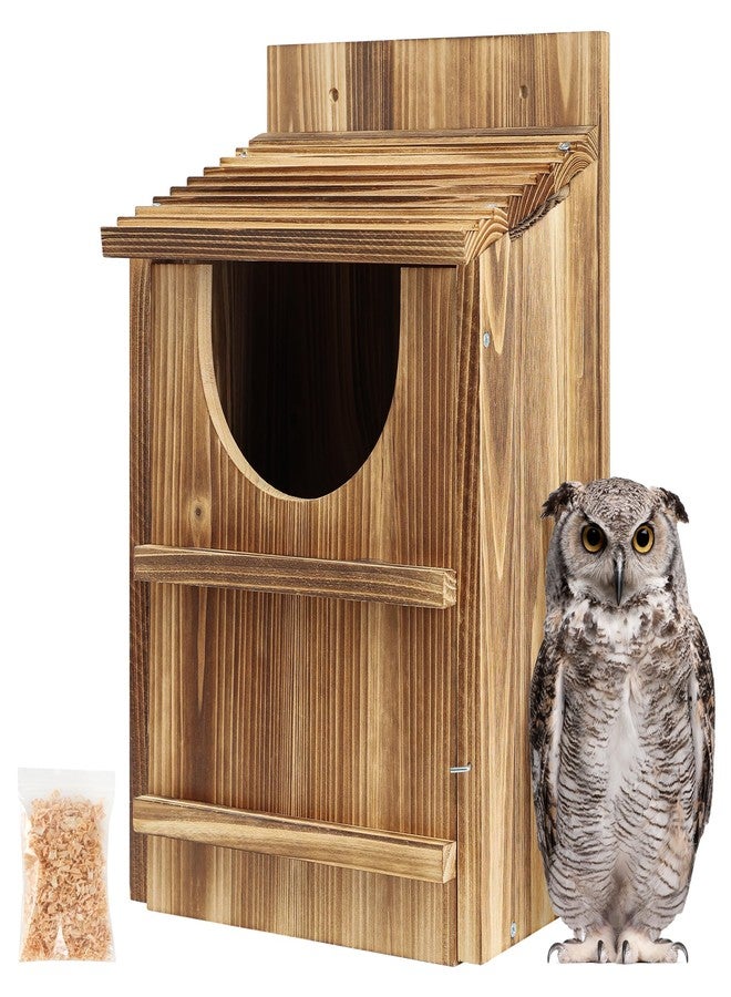 UUMENHA Owl House, Carbonized Cedar, Brown, Cottage Style, 14.5x9x7.5 inches, For Barn, Screech and Barred Owls, Easy Assembly Required - Image 1