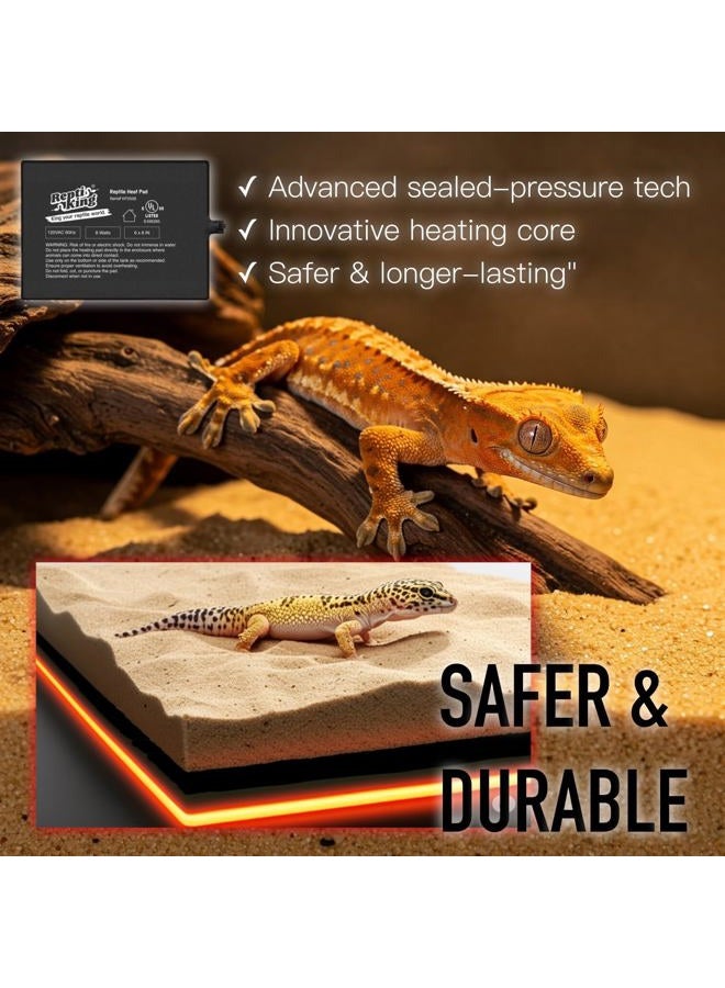 ReptiKing Reptile Heat Pad, 6" X 8" 8W, Heating Pad for Reptile Tank, Lizard, Snake, Bearded Dragon, Hermit Crab, Leopard Geckos Terrarium Heating Mat, Safe & Durable Heat Pad for Reptiles - Image 3