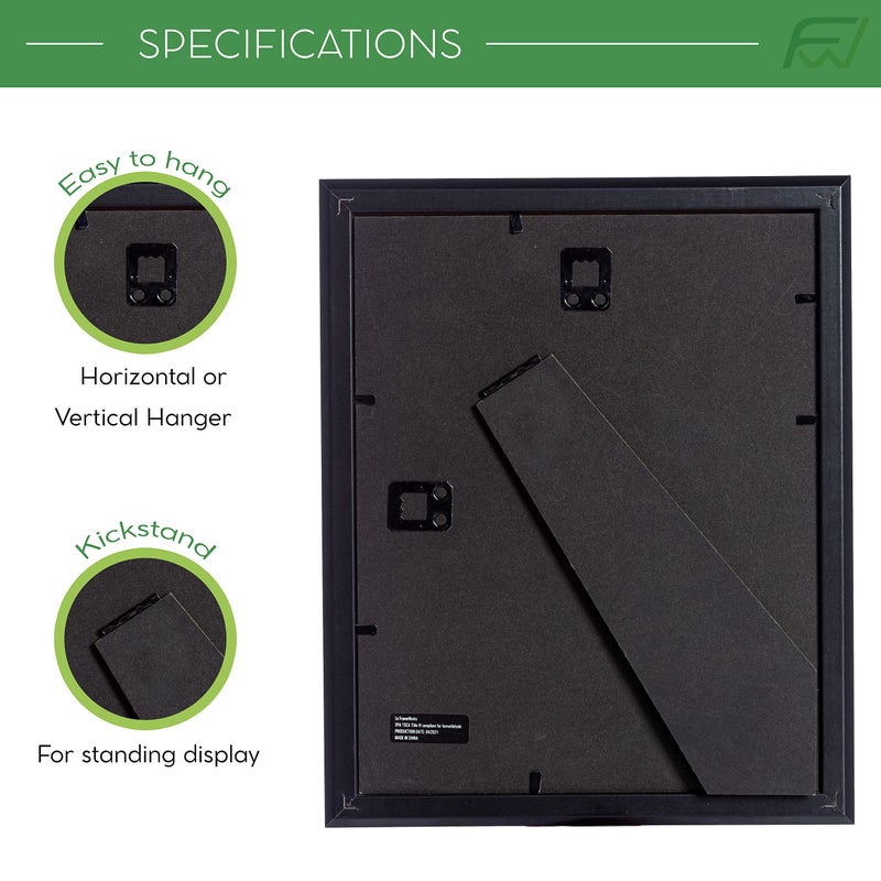 FrameWorks الأطر 2-pack 1 3/8 "" سميكة أسود خشبي الظل مربع الإطارات إطارات الصورة 6 × 8 مع حصيرة بيضاء قابلة للإزالة إلى 4 "" × 6 "" صورة - Image 3