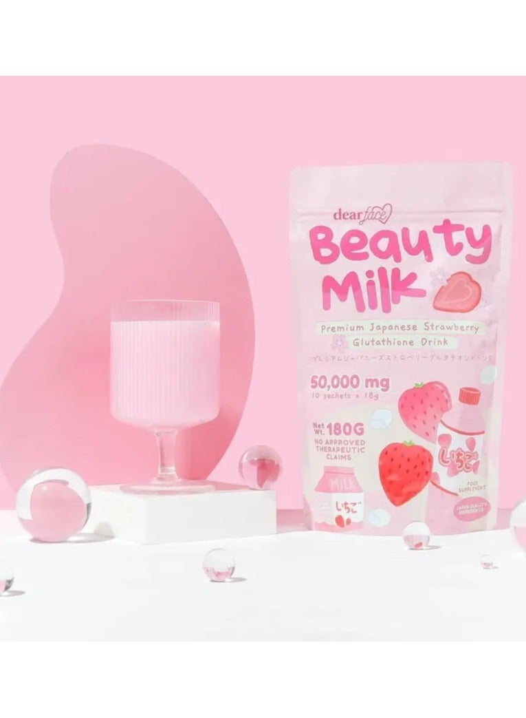 dear face Beauty Milk Premium Japanese Strawberry Glutathione Drink - Image 1