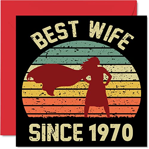 Stuff4 56th Anniversary Card for Wife from Husband - Best Wife Since 1970 - I Love You Gifts, Happy 56th Wedding Anniversary Cards for Partner, 5.7 x 5.7 Inch Greeting Cards for Anniversaries - Image 1
