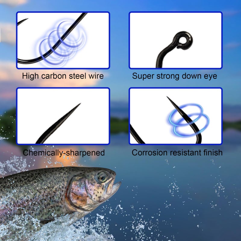 Eupheng 100pcs Plus Best Barbless Competition Fly Fishing Hook Collection, Dry Nymph Strimp&Pupa, Pupa jig Fly Hooks High Carbon Competition Hook (Pupa Fly Hook EP-9254, 10#) - Image 4