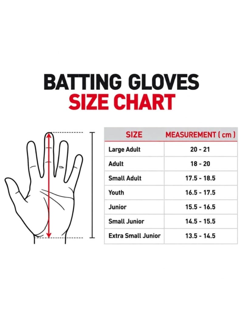 CA Pro 3k Cricket Batting Gloves | High-Density Protective Foam Leather Batting Gloves with Breathable Airflow Mesh (Adult Mens, Red) - Image 4