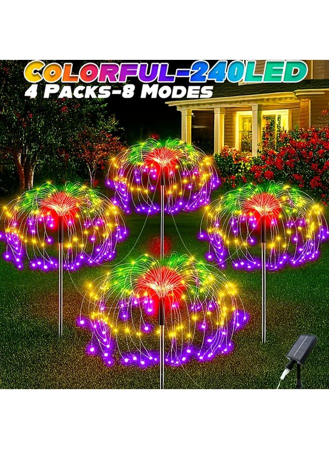 4 قطع 240 مصباح LED أضواء الألعاب النارية الشمسية 8 أوتار مقاومة للماء في الهواء الطلق للحديقة - Image 1