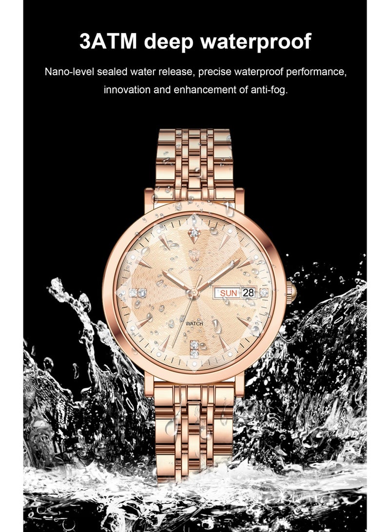 جوهوس ساعة نسائية، سوار من الفولاذ المقاوم للصدأ، ساعة كوارتز كلاسيكية فاخرة مقاومة للماء، ساعة يد نسائية دائرية أنيقة للعمل - هدية للأم أو الصديقة - Image 4