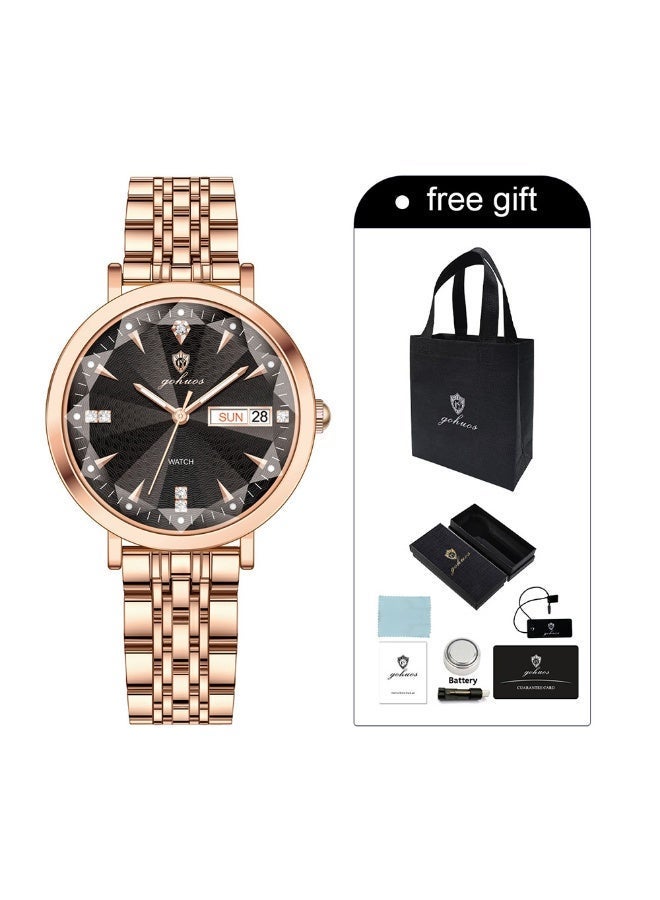 جوهوس ساعة نسائية، سوار من الفولاذ المقاوم للصدأ، ساعة كوارتز كلاسيكية فاخرة مقاومة للماء، ساعة يد نسائية دائرية أنيقة للعمل - هدية للأم أو الصديقة - Image 2