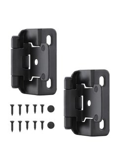 SYOSI SYOSI 4Pcs 0.5inch Overlay Semi Partial Wrap Cabinet Hinges, Self Closing Inset Cabinet Hinge Black Semi-Concealed Hinges for Kitchen Cabinets  - Image 1