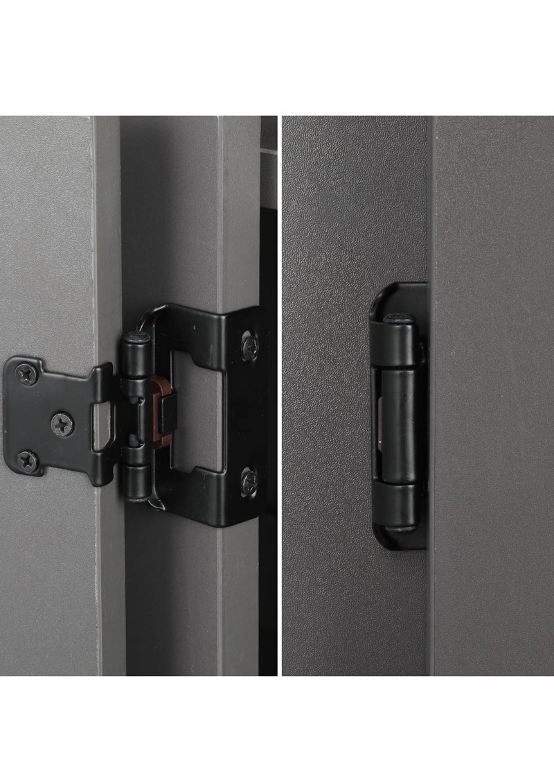 SYOSI SYOSI 4Pcs 0.5inch Overlay Semi Partial Wrap Cabinet Hinges, Self Closing Inset Cabinet Hinge Black Semi-Concealed Hinges for Kitchen Cabinets  - Image 2