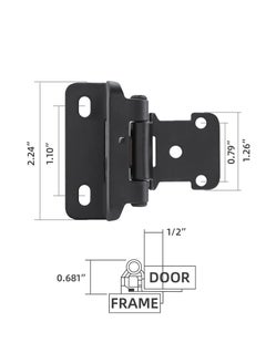 SYOSI SYOSI 4Pcs 0.5inch Overlay Semi Partial Wrap Cabinet Hinges, Self Closing Inset Cabinet Hinge Black Semi-Concealed Hinges for Kitchen Cabinets  - Image 4