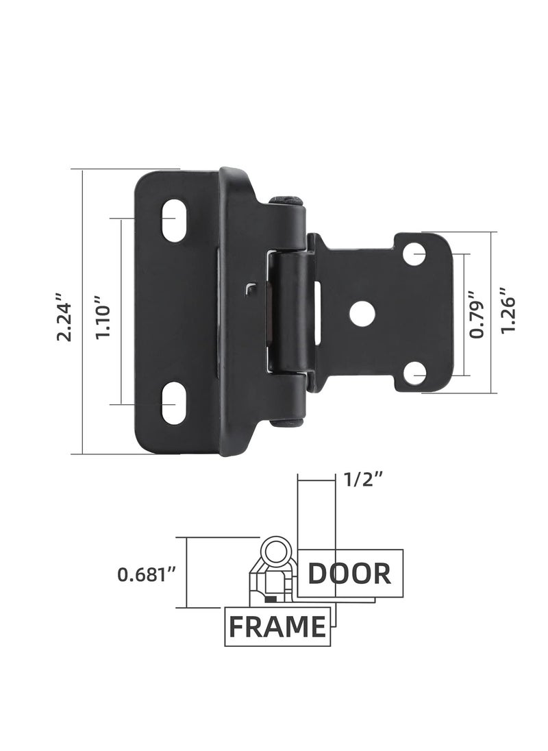 SYOSI SYOSI 4Pcs 0.5inch Overlay Semi Partial Wrap Cabinet Hinges, Self Closing Inset Cabinet Hinge Black Semi-Concealed Hinges for Kitchen Cabinets  - Image 4