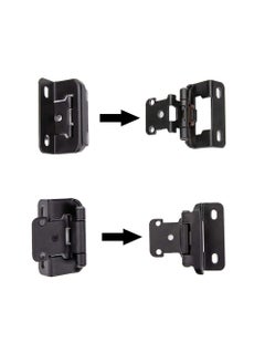 SYOSI SYOSI 4Pcs 0.5inch Overlay Semi Partial Wrap Cabinet Hinges, Self Closing Inset Cabinet Hinge Black Semi-Concealed Hinges for Kitchen Cabinets  - Image 5