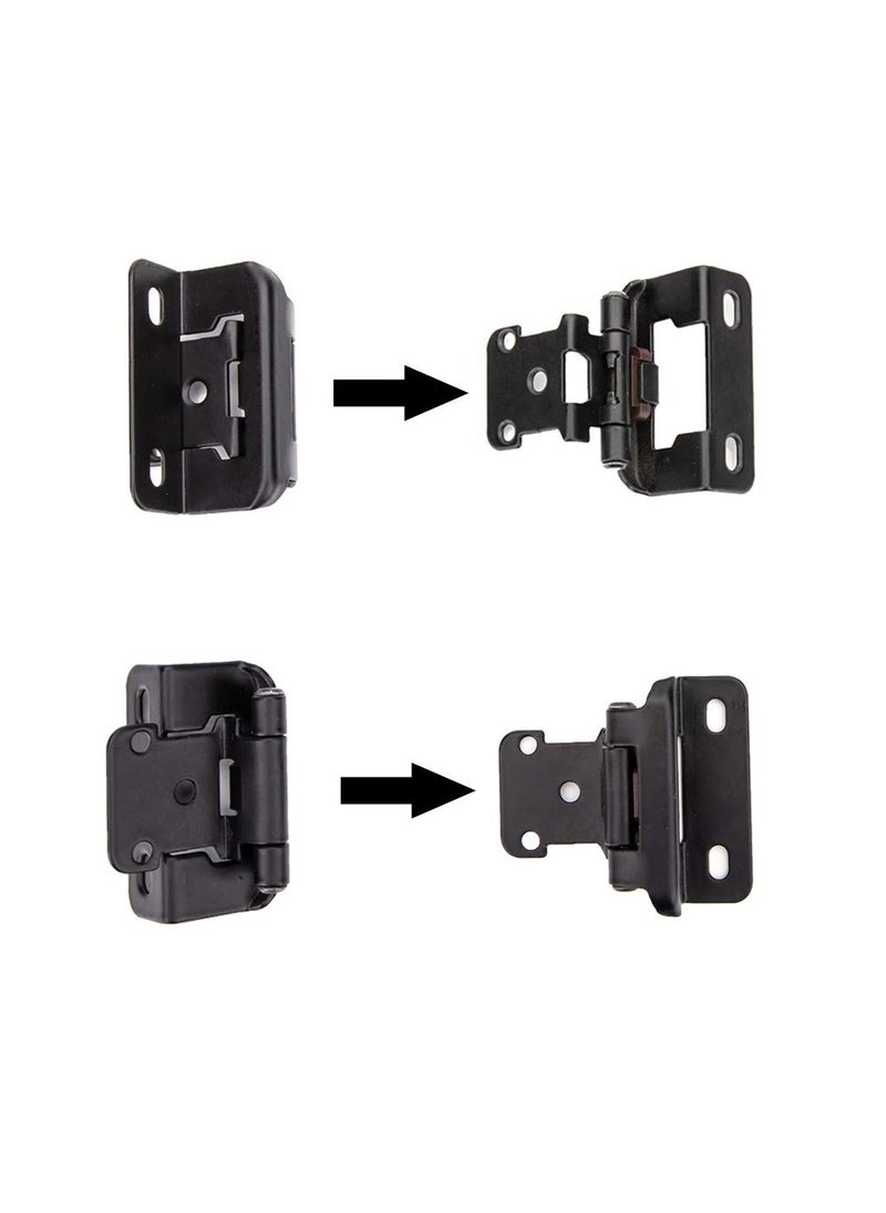 SYOSI SYOSI 4Pcs 0.5inch Overlay Semi Partial Wrap Cabinet Hinges, Self Closing Inset Cabinet Hinge Black Semi-Concealed Hinges for Kitchen Cabinets  - Image 5