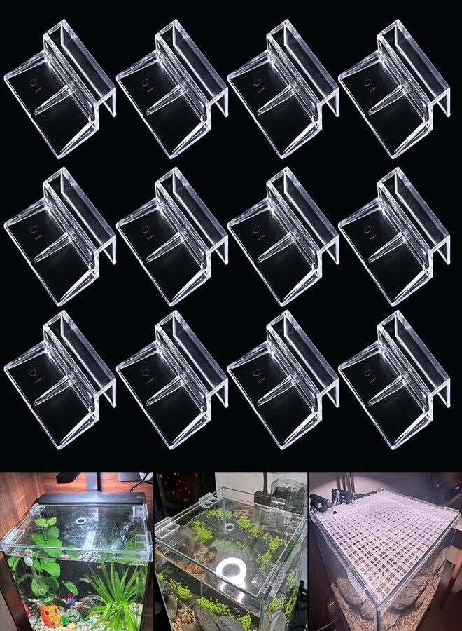NestBasics 12pcs Transparent Aquarium Lid Clips,Rimless Fish Tank Glass Cover top Support,Aquarium Hood Holder, Aquarium top Clips,fit 8-10mm Thickness Glass - Image 1