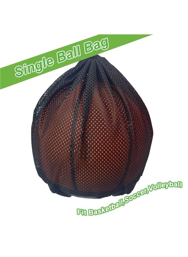 Generic Single Ball Bag,Ball Storage Bag,Mesh Carry Bag with Zipper Pocket,Drawstring Sling Back Bag for Carrying Basketball Volleyball Soccer Football - Image 2