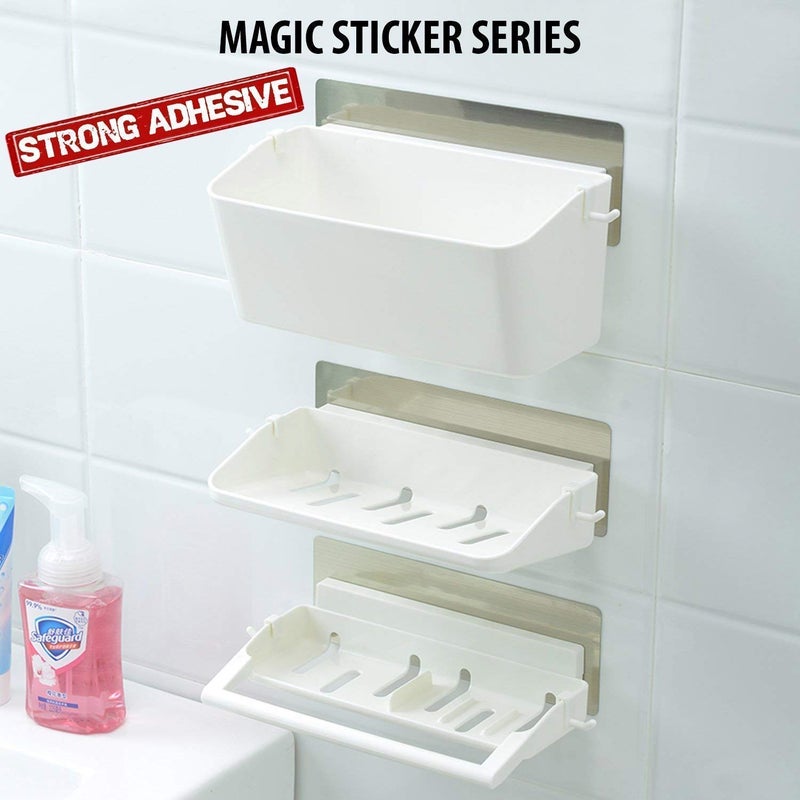 NANIAAY 3 - Tier Self-Adhesive Shelf for Bathroom and Kitchen, Bathroom Storage Tray Shelf, Wall Hanging Rack with Towel Rail - Image 4