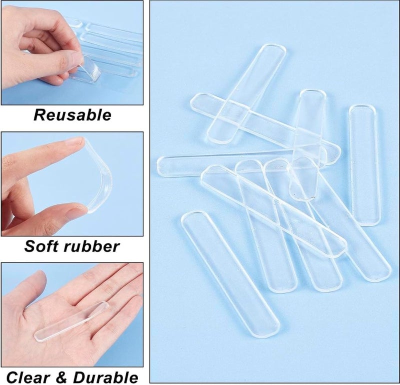 Nibbler® 10Pcs Transparent 2.24 inch Strip Door Handle Bumper Soft Wall Protector Self Adhesive Door Knob for Wall Shield Guard Sliding Clear Door Bumpers Stopper Silencer (10 Pcs Strip) - Image 3
