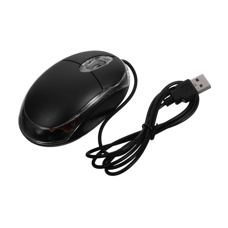 ماوس USB بصري احترافي سلكي، تصميم مريح عالي الدقة، تشغيل فوري، أسود - Image 2