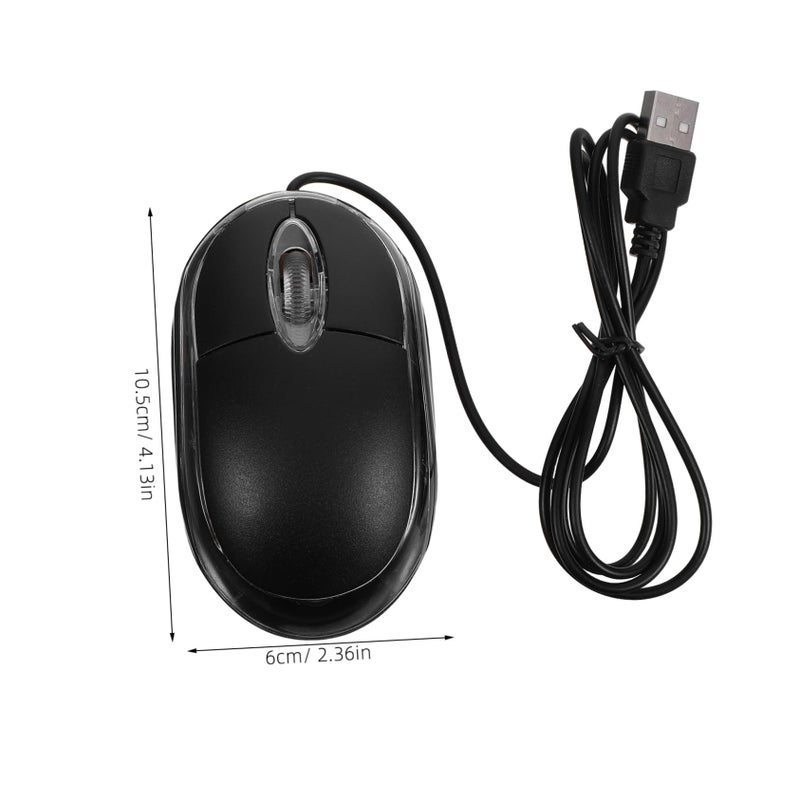 ماوس USB بصري احترافي سلكي، تصميم مريح عالي الدقة، تشغيل فوري، أسود - Image 3