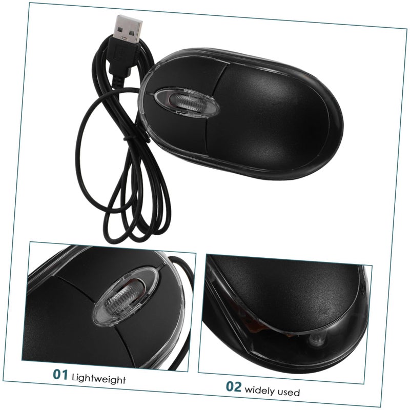 ماوس USB بصري احترافي سلكي، تصميم مريح عالي الدقة، تشغيل فوري، أسود - Image 4