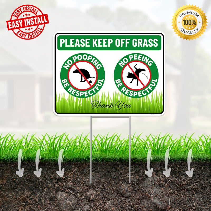 Venicor 2PC No Poop or Pee Dog Sign with Stakes, 12 Inches by 9 Inches - Corrugated Plastic - Keep Dogs Off Lawn - Curb Your Dogs Grass Lawn Yard Repellent - Image 5