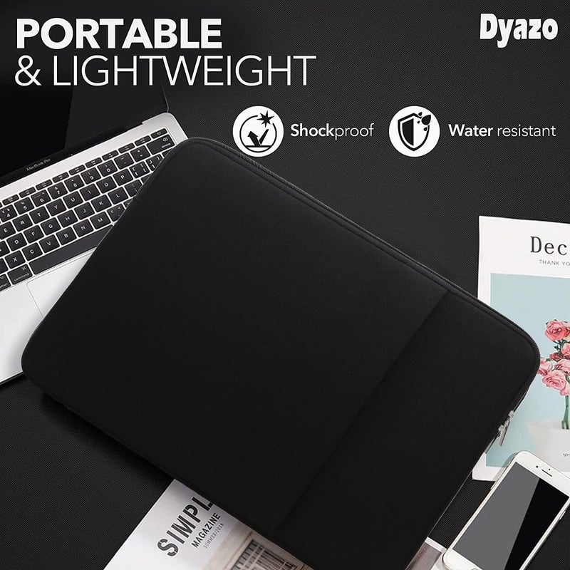 Dyazo 13-13.3" inch Laptop Sleeve case Cover Bag Compatible for All Notebooks Such as Mac Book Pro or Air 2023-2021 M2 M1 with Front Accessories Pocket Neoprene Black - Image 2