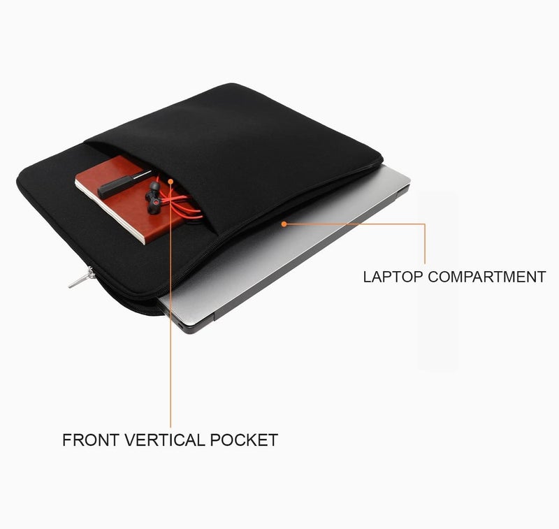 Dyazo 13-13.3" inch Laptop Sleeve case Cover Bag Compatible for All Notebooks Such as Mac Book Pro or Air 2023-2021 M2 M1 with Front Accessories Pocket Neoprene Black - Image 5